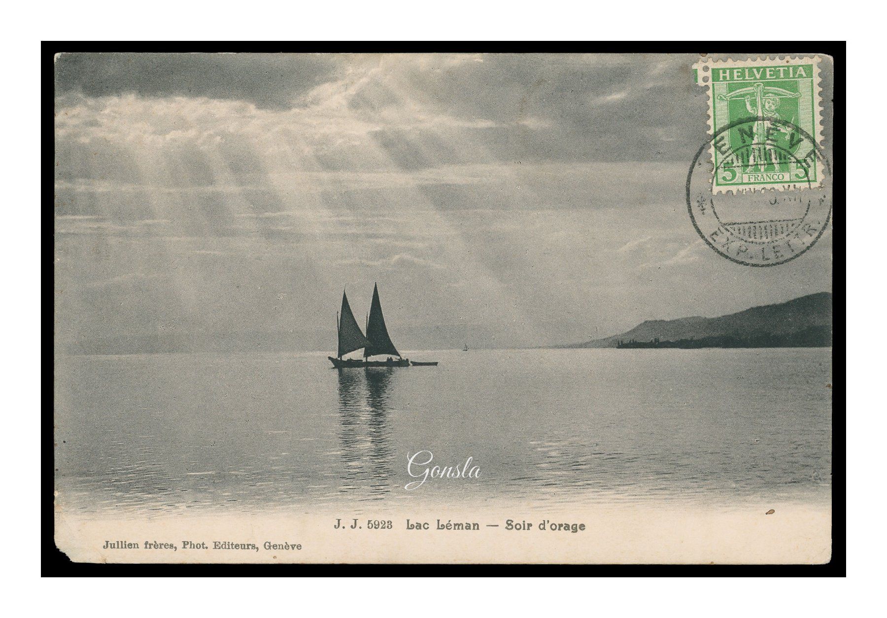 Ansichtskarten: LAC LÉMAN - 1906 "Soir d’orage" – Gebraucht aus Onex von gonsla01