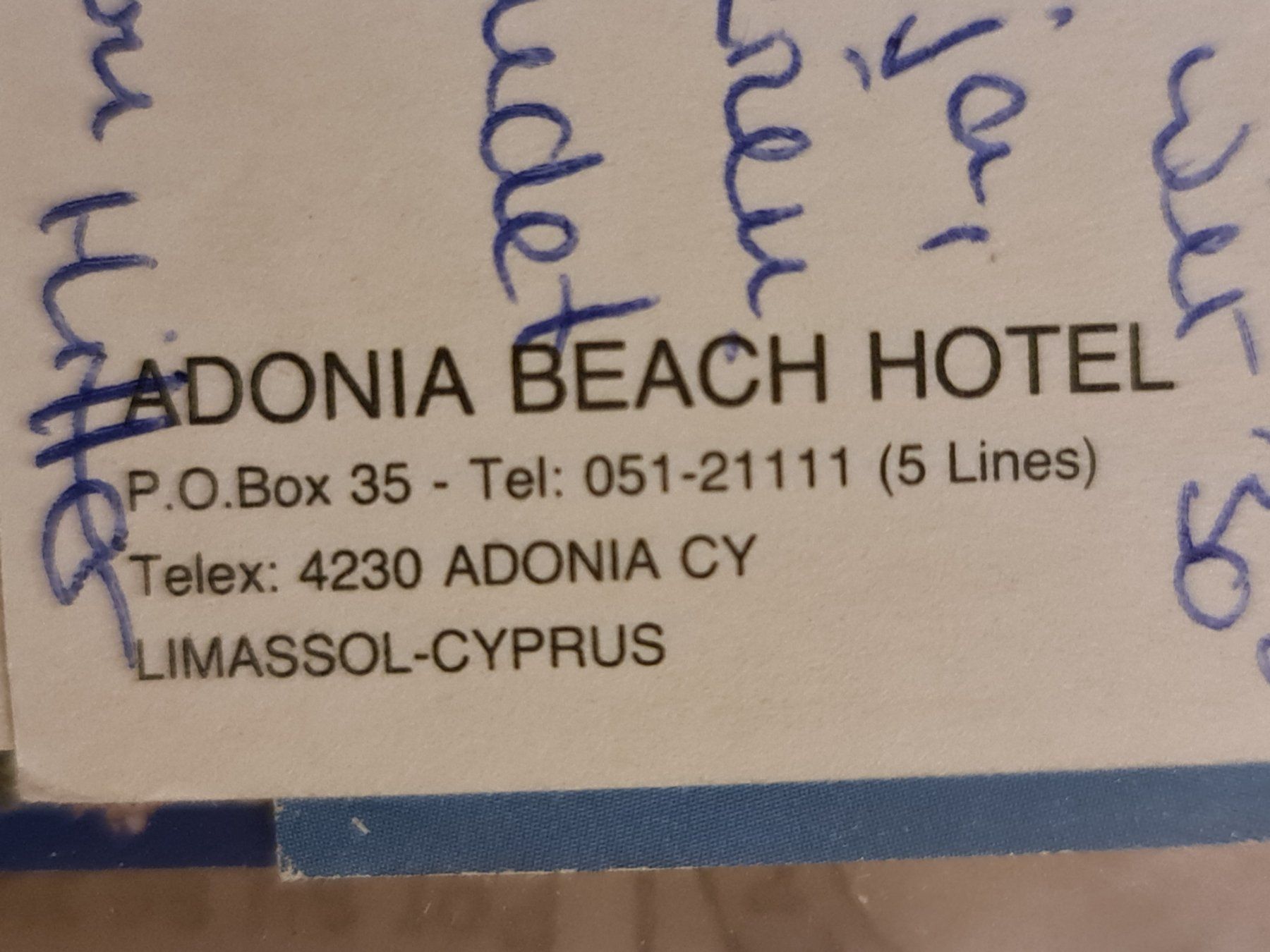 Cartoline postali: Adonia Beach Hotel Zypern Postkarte 1984 – Usato da Dintikon venduto da Vexi 2