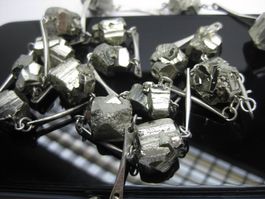 Vintage Kette Silber 835 Pyrit Kristall / 99 cm