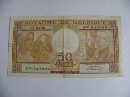 Alte 50 Belgische Franken Note, Jahrgang 1956, Top Zustand