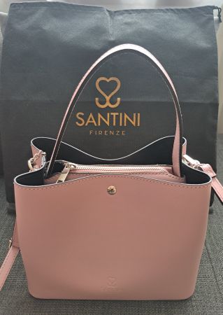 NEU von SANTINI FIRENZE Beuteltasche Leder rosa T14xB25xH21