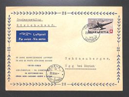 1944 Offizieller Brief 25 Jahre Flugpost F40 ZÜRICH - GENF