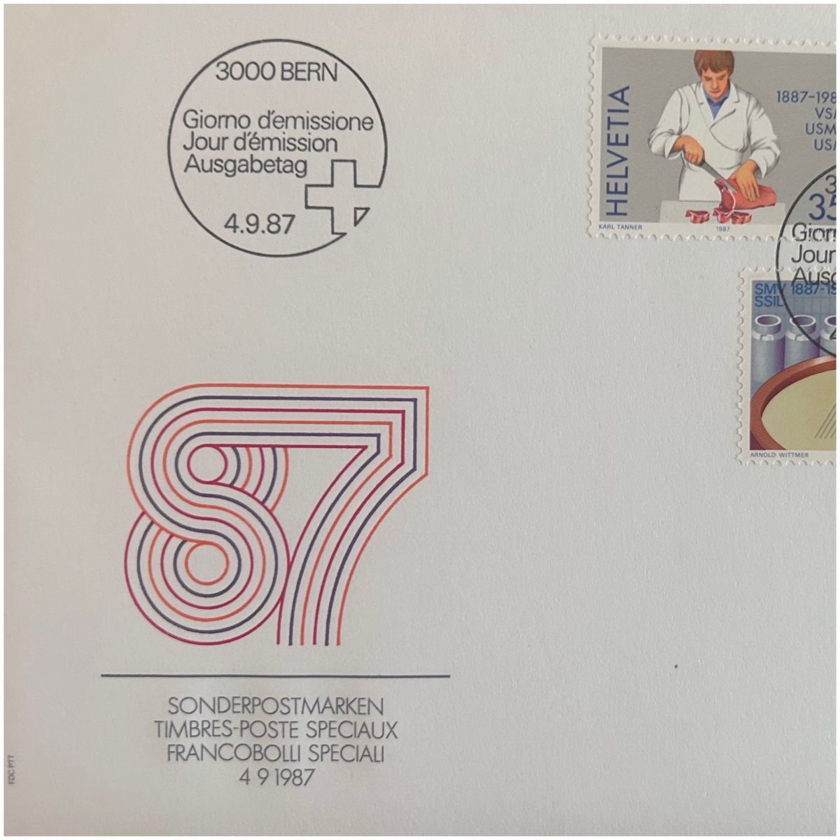 Alle Briefmarken: Ersttagsbrief FDC mit Sondermarken - 1987 – Gebraucht aus Schlieren von RoPue 2