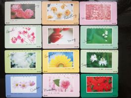 12 Telefonkarten Japan Monatserie Blumen