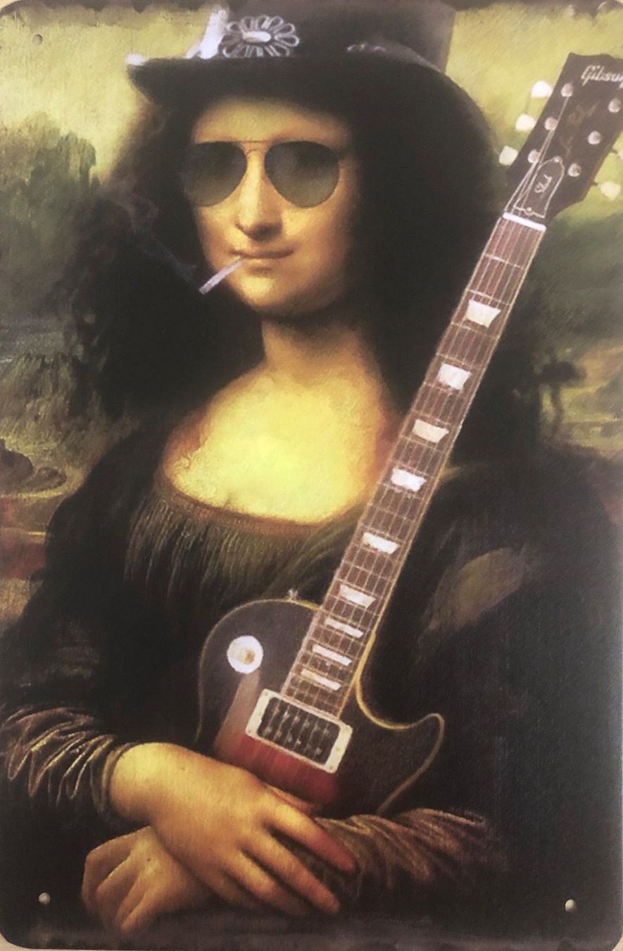 Schilder: Mona Lisa Rock n Roll Blechschild Slash Louvre Zigarette – Neu und originalverpackt aus Dättlikon von easythings