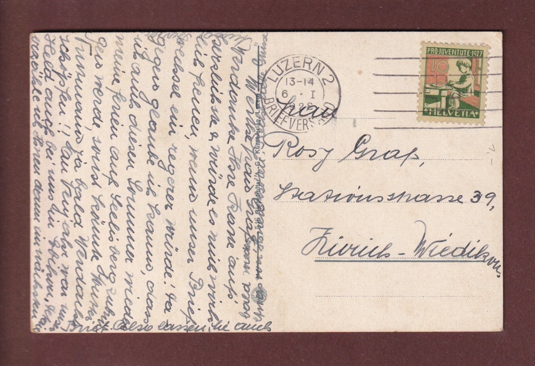 Cartoline postali: LUZERN mit Pilatus - 1928 – Usato da Pully venduto da nicecards 1
