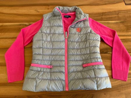ELEVEN ELFS Luxus Daunenweste / Gilet grausilber/pink Gr. XL