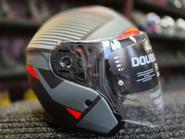 Casque Caberg Jet Flyon Rio noir/rouge/anthracite/argent mat