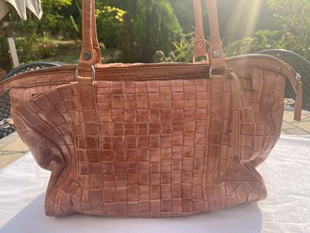 Echtleder Tasche handgeflochten Vintage Unikat