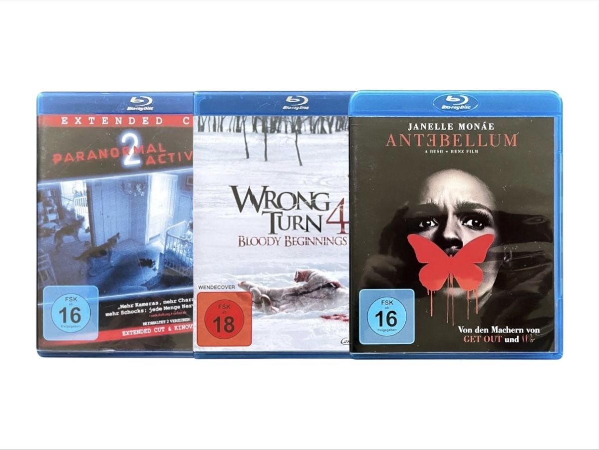 Alle DVDs: Horror Bluray Set: Wrong Turn 4, Para. Activity 2, Antebellu – Gebraucht aus Luzern von woti-shop