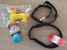 Halsbänder u. Spielsachen, neu, für grössere Hunde geeignet