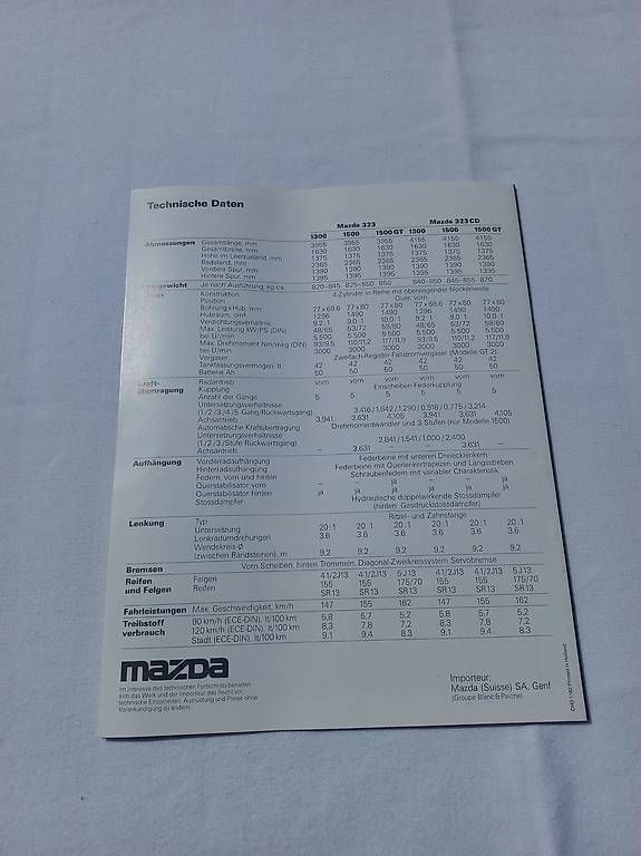 Documents: Mazda 323 CD - Prospekt 1982 – D'occasion à Frauenkappelen par Chruetzhubel 4