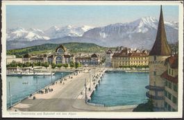 LUZERN Seebrücke und Bahnhof No. 4014 - Dampfschiff