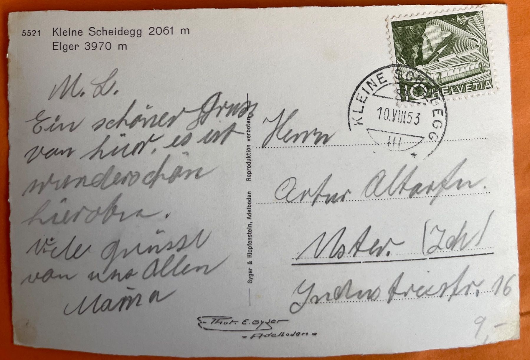Cartoline postali: KLEINE SCHEIDEGG 1953 - Photo E. Gyger – Usato da Lutry venduto da Ediego 1