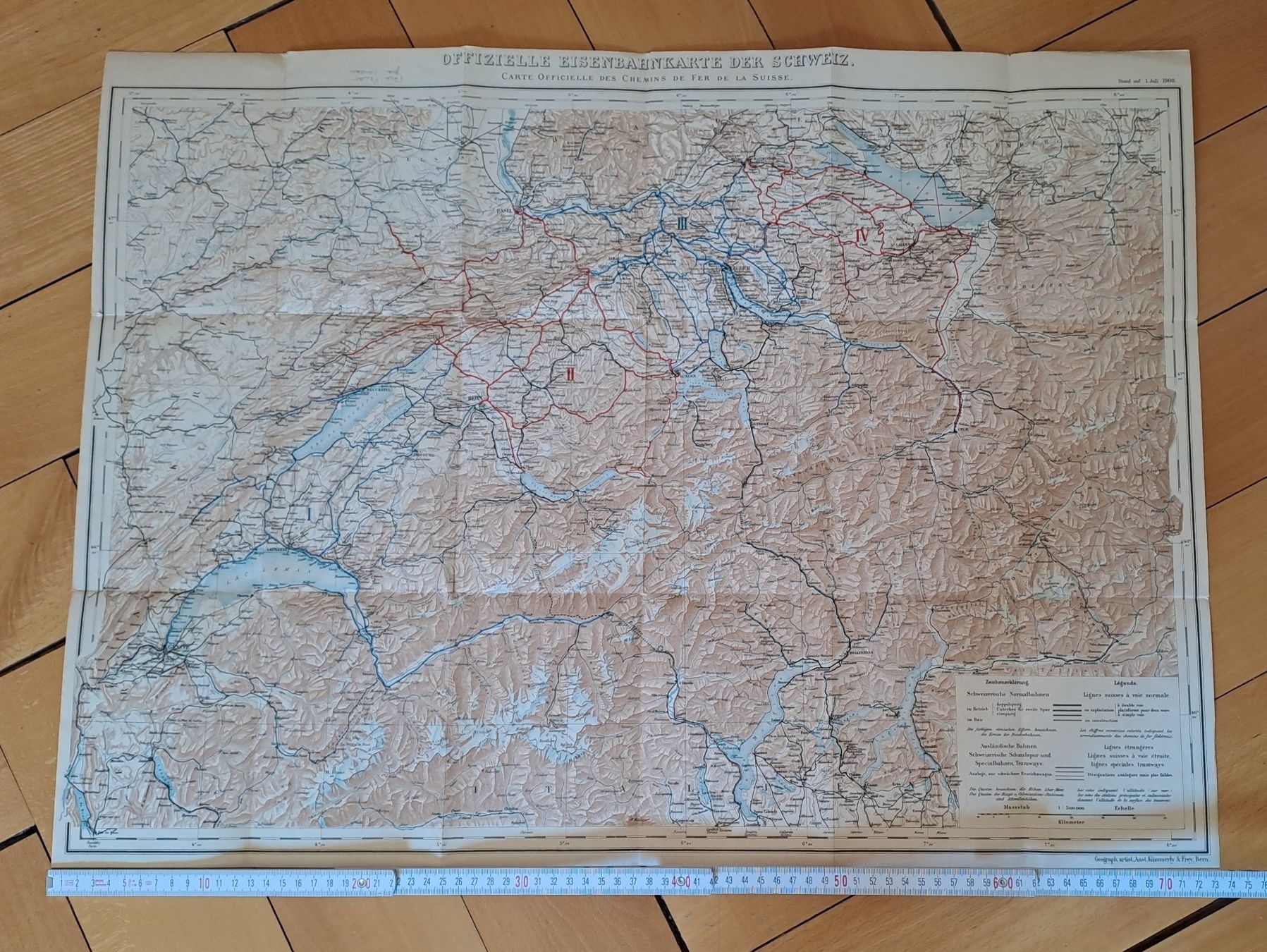 Landkarten & Atlanten: ANCIENNE CARTE TOPOGRAPHIQUE CHEMIN DE FER SUISSE 1908, – Gebraucht aus LAUSANNE von KWEW 5