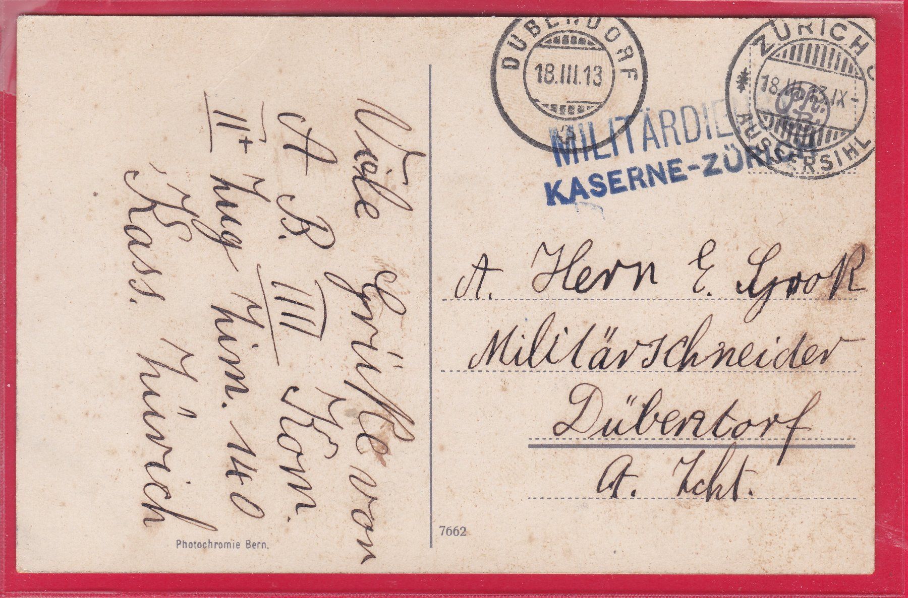 Cartoline postali: HUMOR - MILITÄR, DER SPION, 18.3.1913 – Usato da Oberrieden venduto da Gebirgsstelze 1
