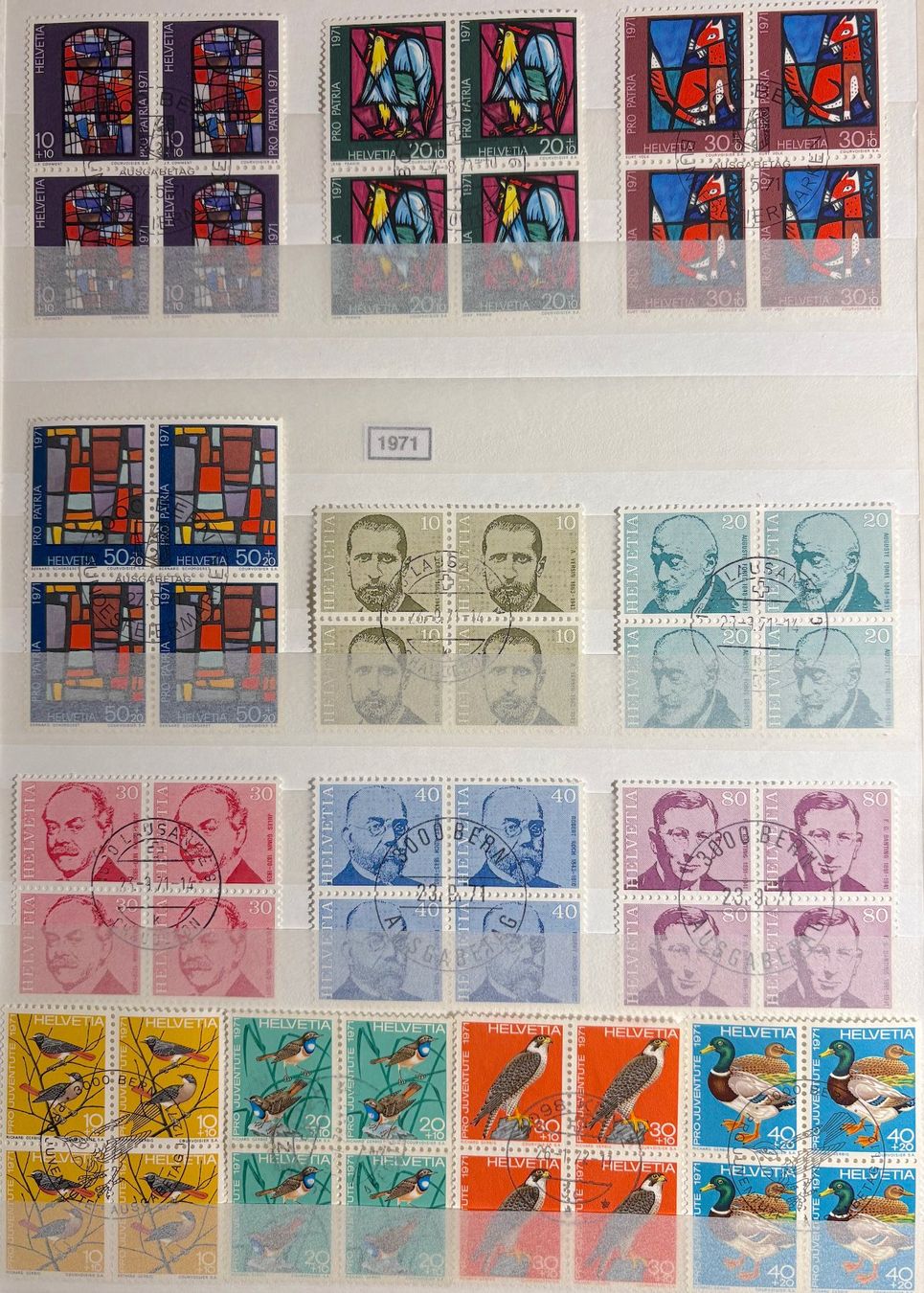 Tutti i francobolli: Timbres suisses 1971 Par 4 – Usato da Lausanne venduto da Cabessa 1