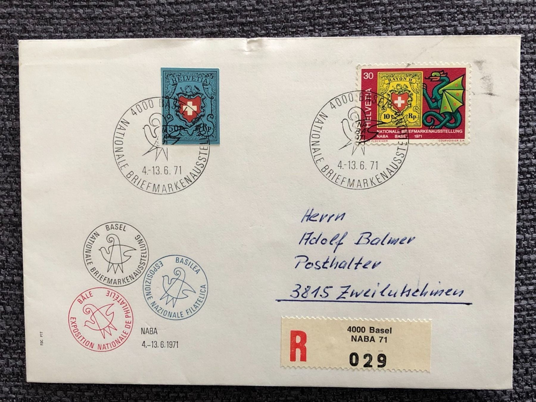 Tous les timbres: Naba 1971 in Basel: R-Umschlag – D'occasion à Biel/Bienne par TomBaBi
