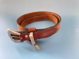 Vintage Western Cowgirl Gürtel Marke DURVAL Leder braun 85