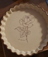 Rössler Tarteform mit Rosenmotiv Keramik