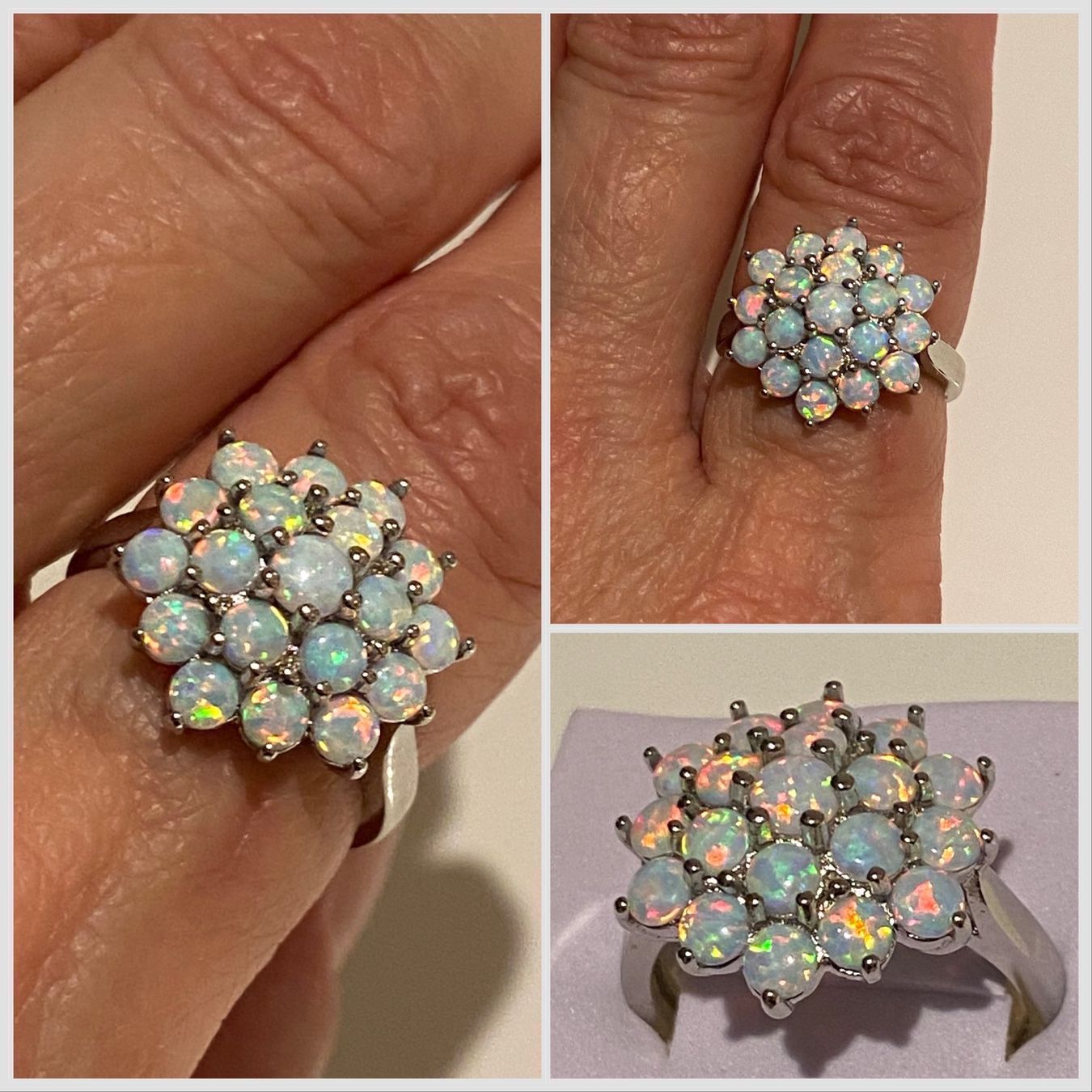Anelli: Ring Silber 925 Weissgold vergoldet mit Opalen – Nuovo e nell'imballaggio originale da Matten b. Interlaken venduto da kero71 2