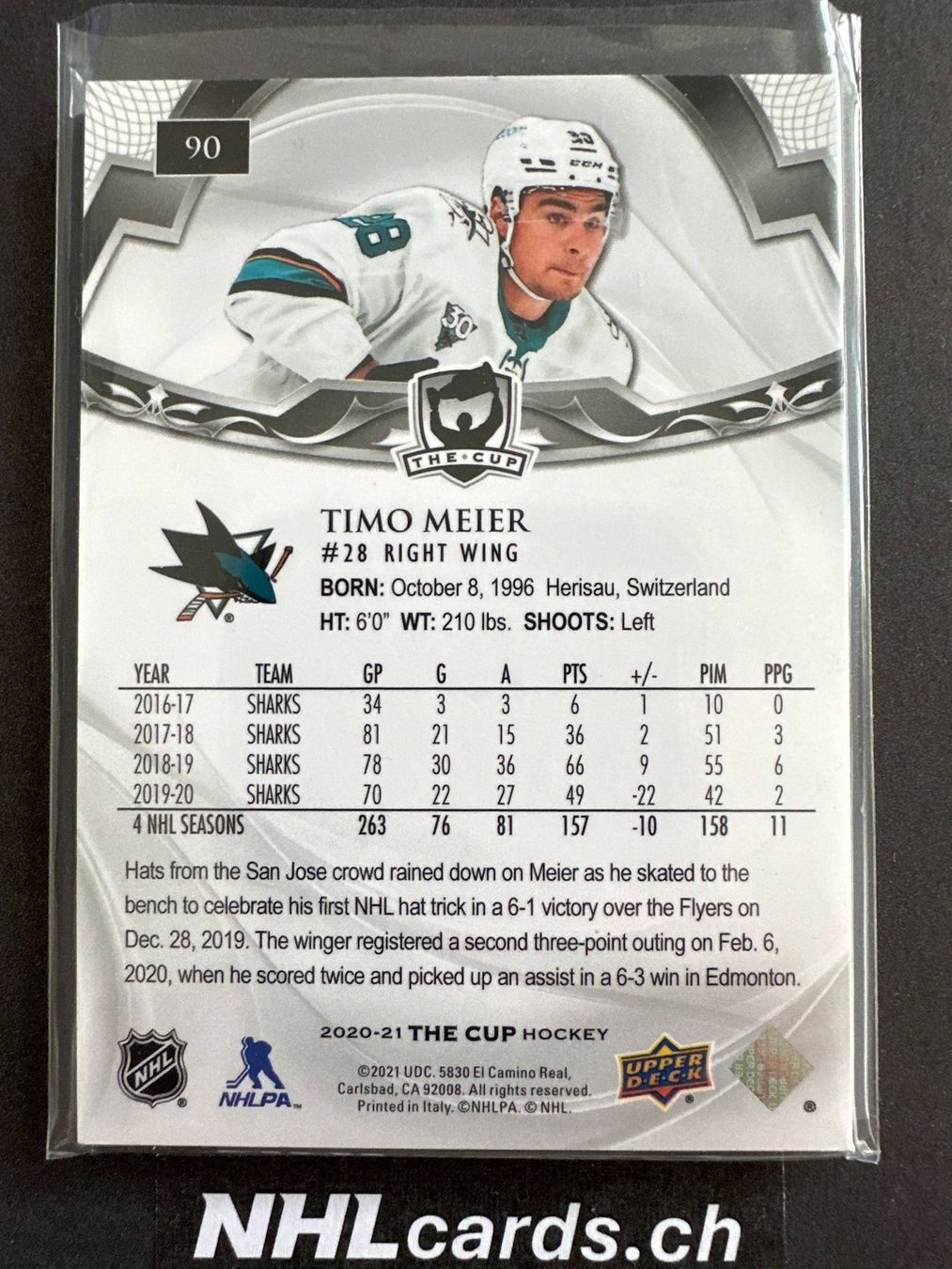 NHL Carte collezionabili: Timo Meier NHL Card /249 The Cup – Usato da Belp venduto da nhlcards.ch 1