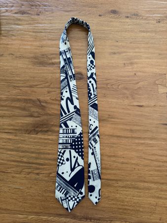 Krawatte HIM COLLECTION blau-beige Muster guter Zustand