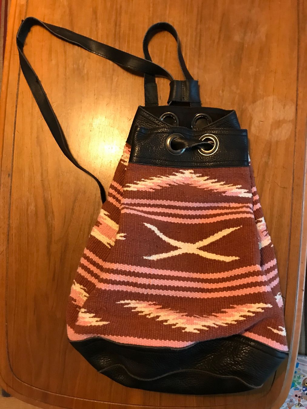 Rucksäcke: Leder/Stoff-Rucksack im Boho-Syle – Gebraucht aus Zürich von Salima03 1