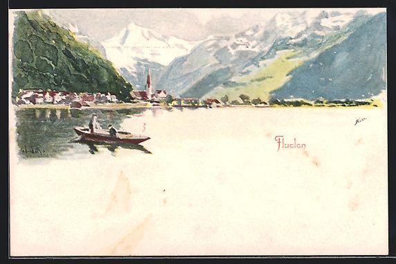 Cartoline postali: Flüelen, Ortsansicht am VIerwaldstätte – Usato da Berlin venduto da bartko-reher