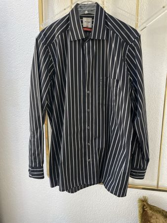 Herren Hemd Olymp Luxor gestreift schwarz Grösse 40