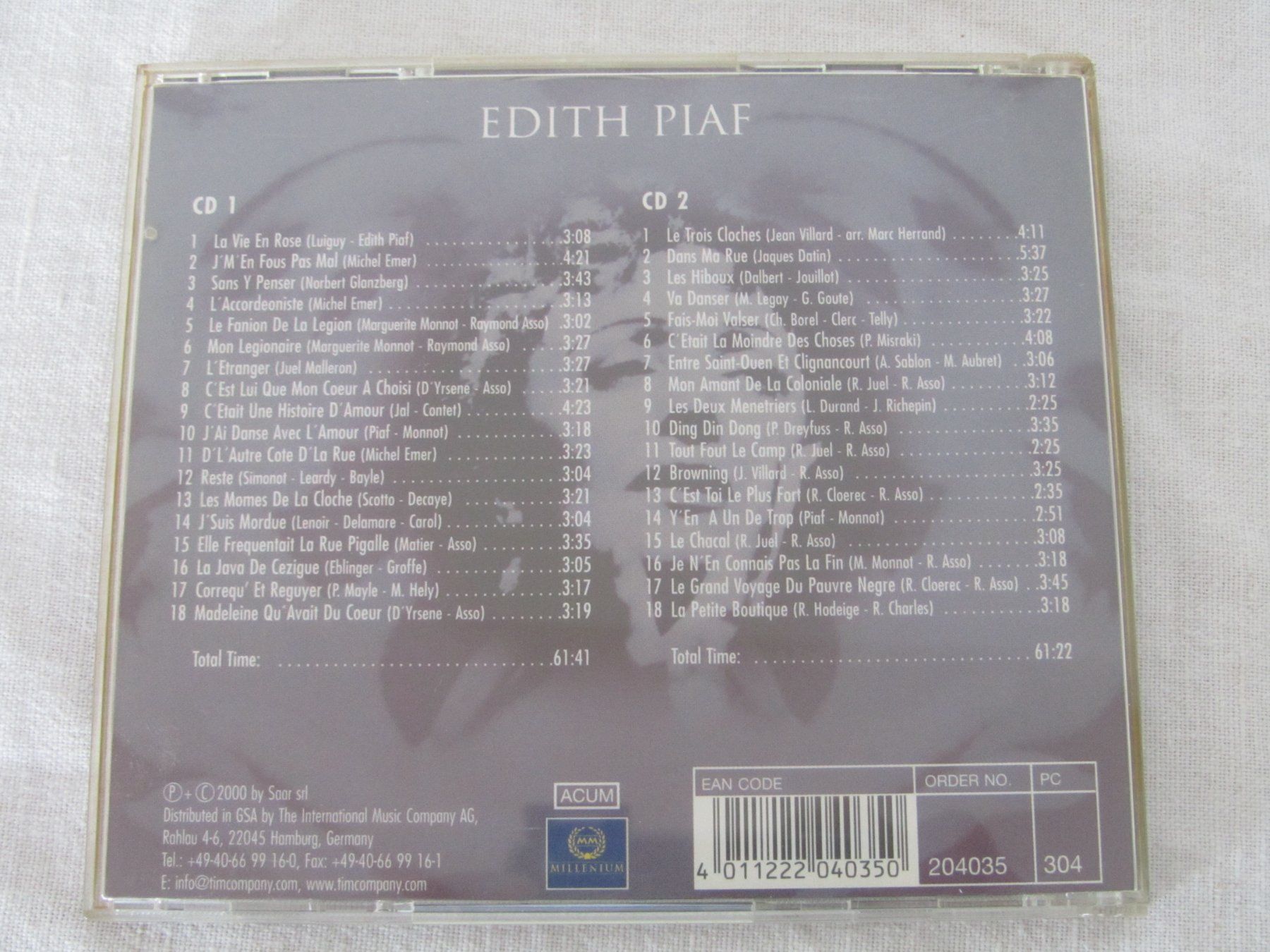 CDs: Edith Piaf Millenium Collection CD-Doppelalbum – Gebraucht aus Seengen von mikelele 1