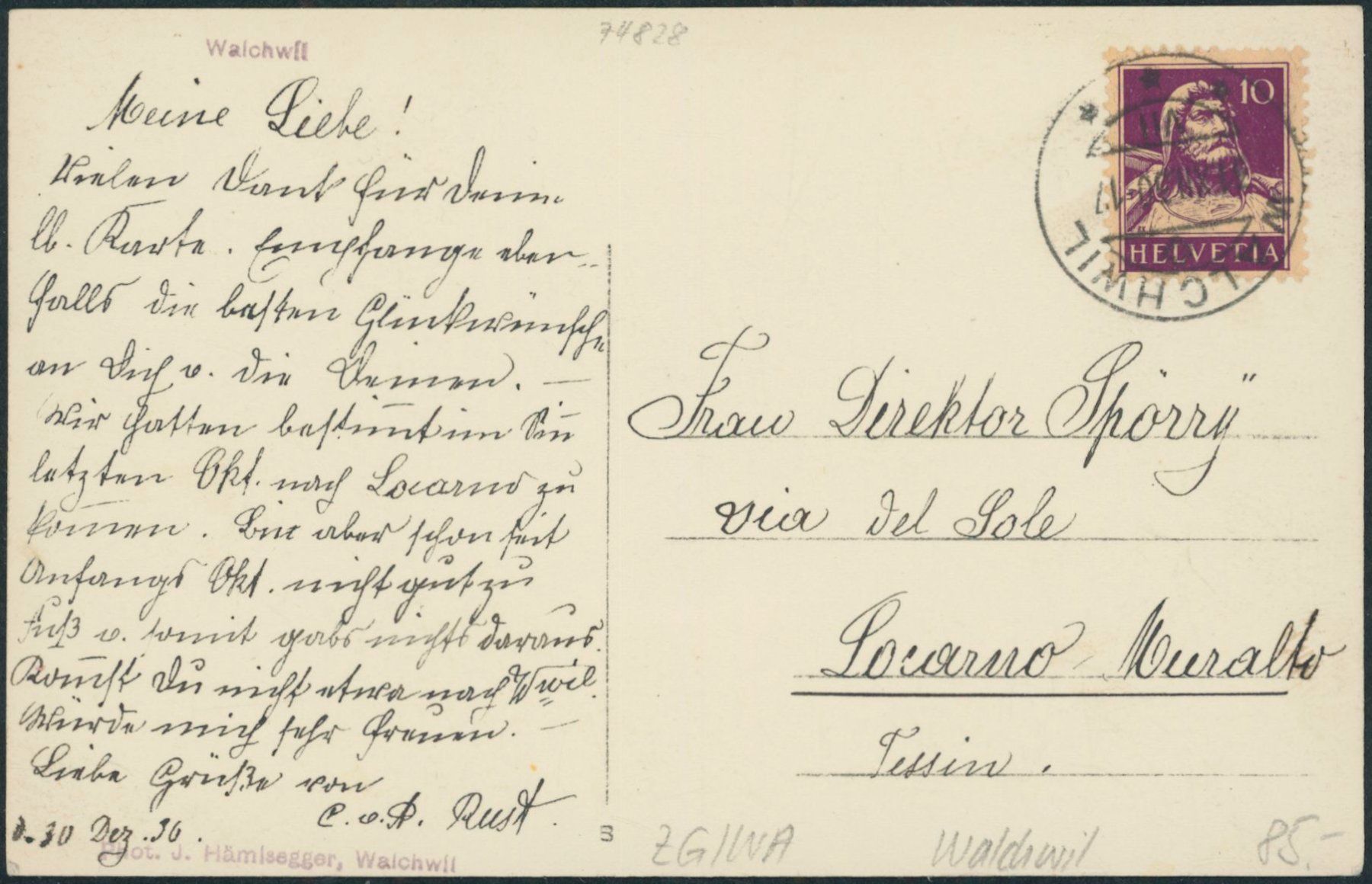 Cartoline postali: ZG Walchwil – Usato da Schindellegi venduto da stationary 1