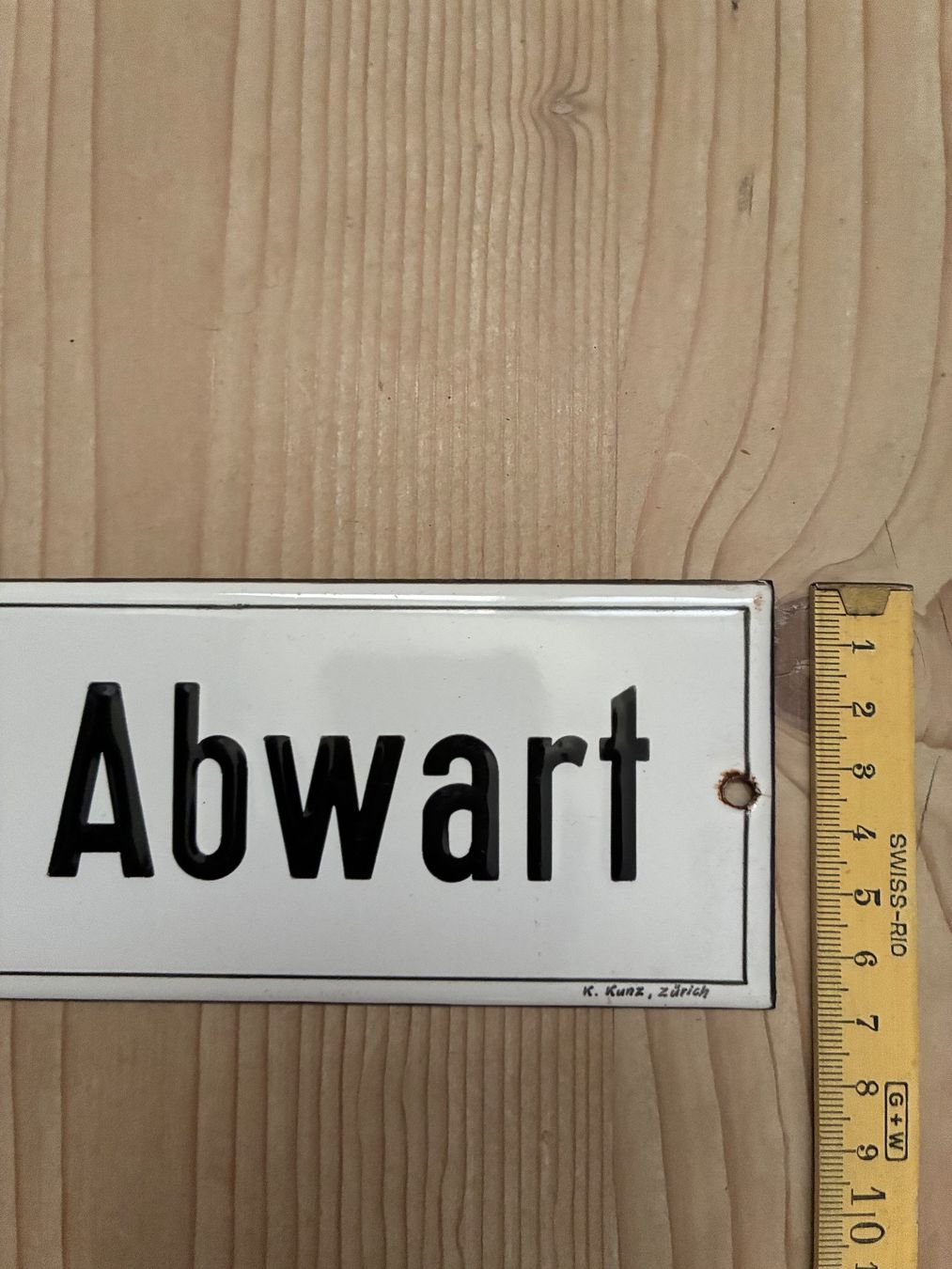 Schilder: Altes Emailschild Abwart – Gebraucht aus Steffisburg von Reitschel5 3