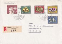 Pro Patria Brief mit Satz1958 mit Sonderstempel Schaffhausen