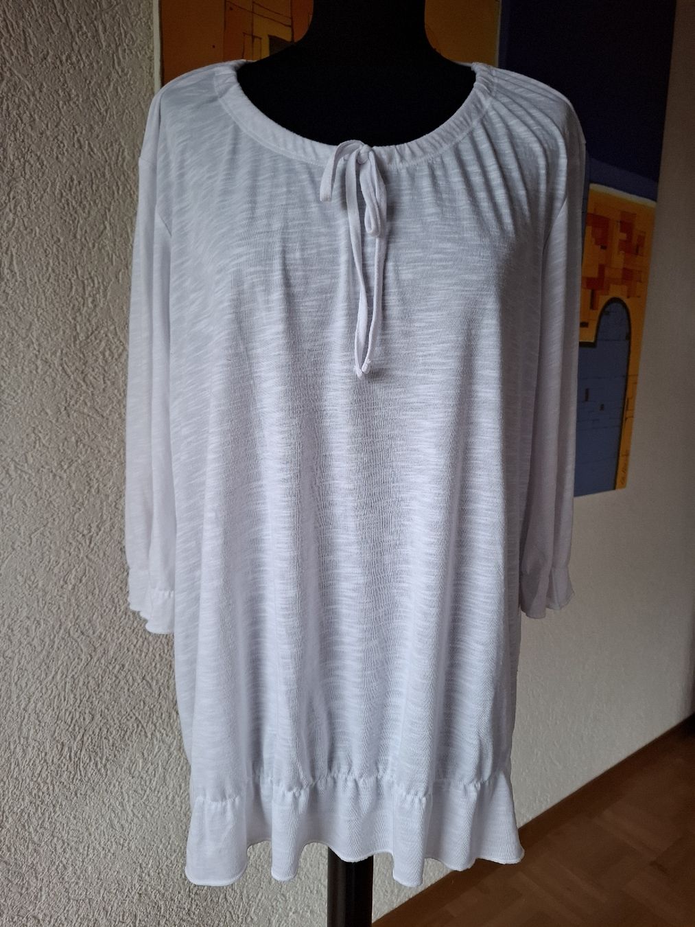 Tuniche: Damen Tunika Bluse Weiß Gr. XXL 48 boho Basic Casual 8 – Usato da Vinelz venduto da sonnenmond77 1