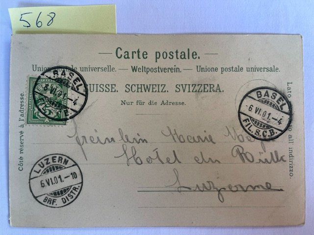 Cartoline postali: Ansichtskarte Basel - Strassburger Denkmal/Rheinbrücke 1901 – Usato da Niederwil AG venduto da dahu75 1