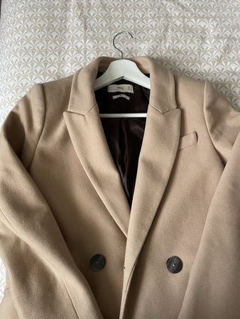 Manteau beige en laine MANGO