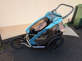 Croozer Fahrrad Anhänger für zwei Kinder gebraucht blau