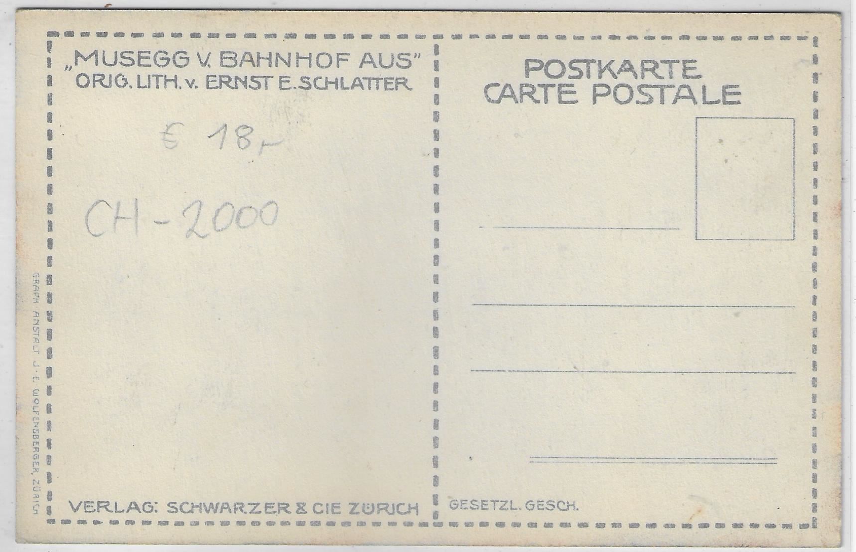 Cartoline postali: Luzern - Musegg v. Bahnhof aus - Litho – Usato da Ettingen venduto da Kartenplanet 1