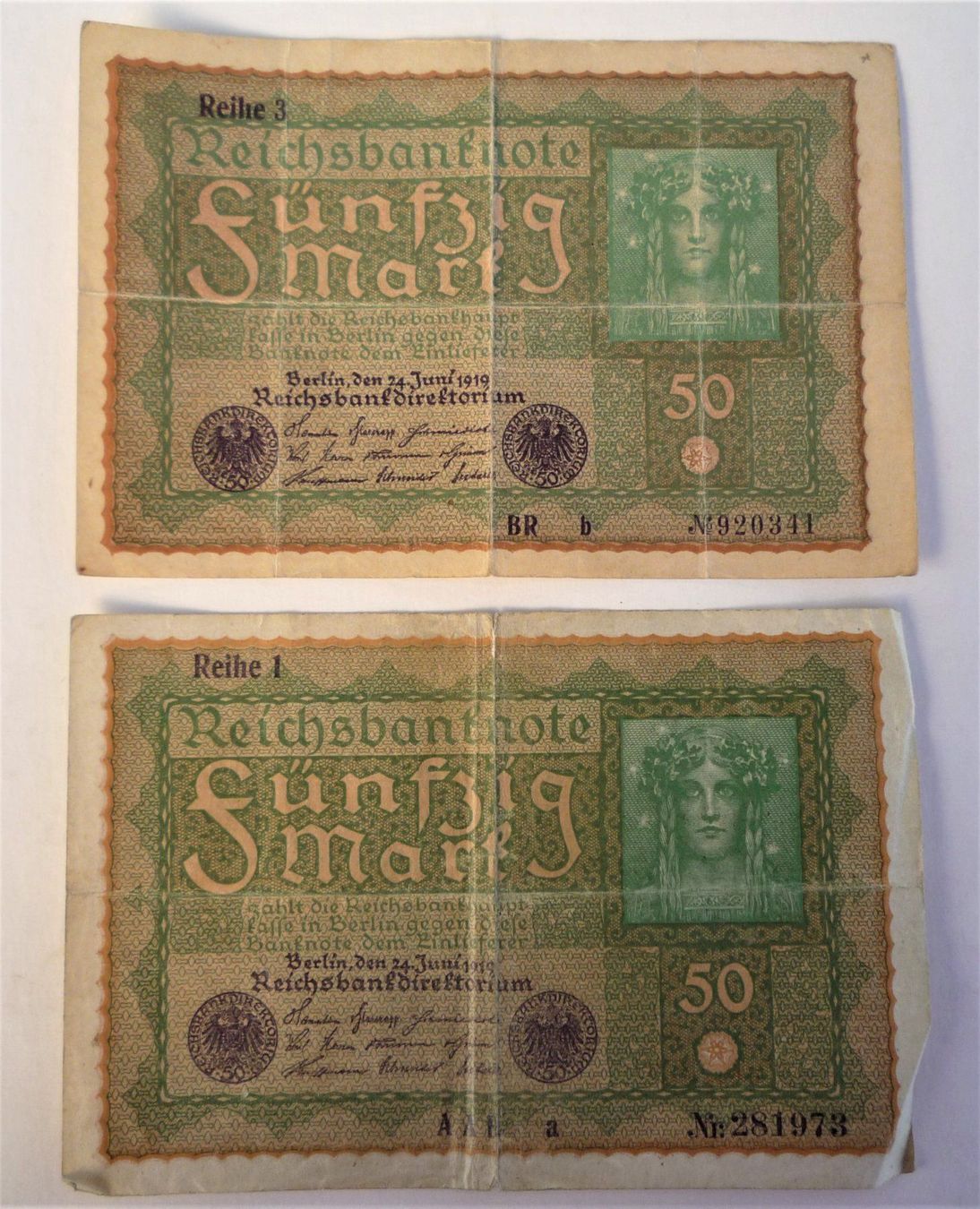 Banconote: 2 x 50 Mark Reichsbanknote – Usato da Rafz venduto da Sonnenblume305