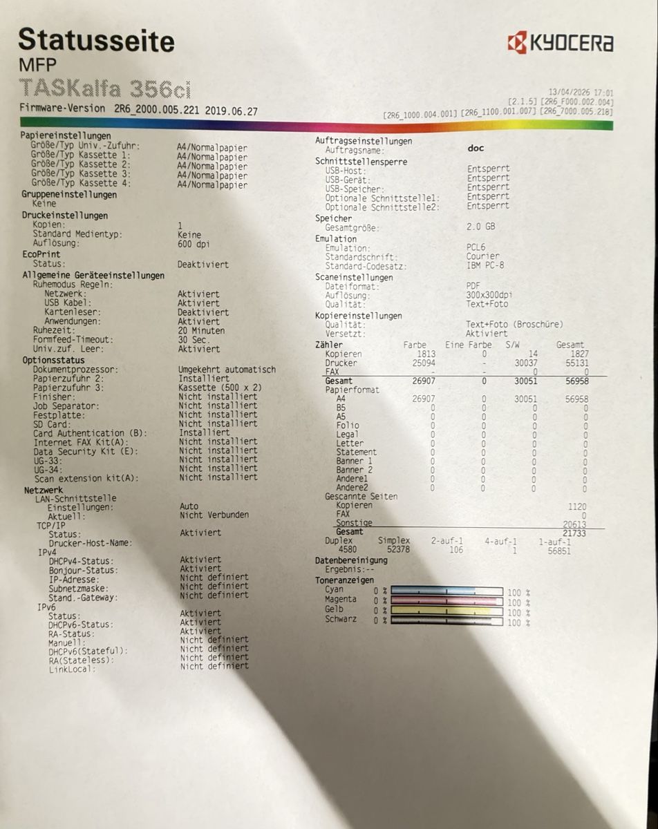 Kyocera Stampanti: Kyocera TASKalfa 356ci Multifunction Color A4 – Usato da Lausen venduto da Albprint 4