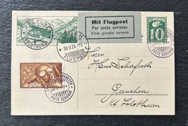 1924 carte postale Flugpost Grenchen-Zürich
