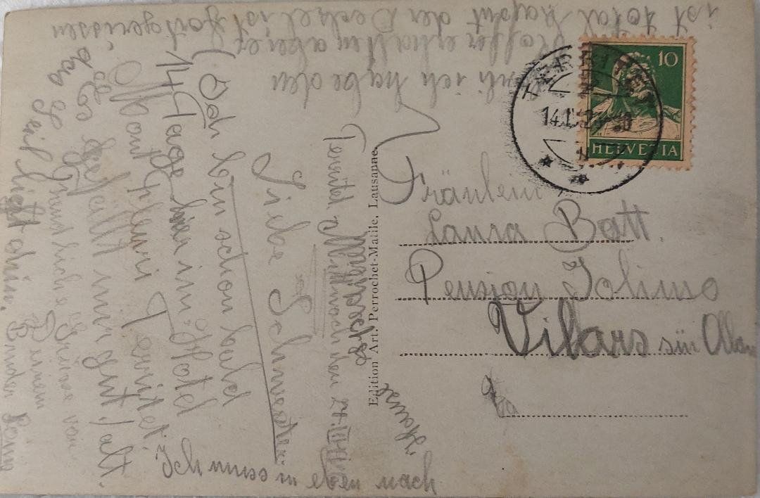 Cartoline postali: TERRITET - Vue générale & Caux - 1923 – Usato da Delémont venduto da Domdom1 1