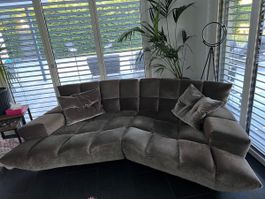 Bretz Riesensofa 2-teilig Samt beige