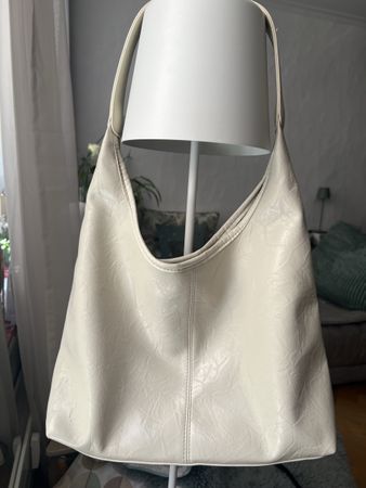 Boho Tasche creme Kunstleder mit Pochette neuwertig