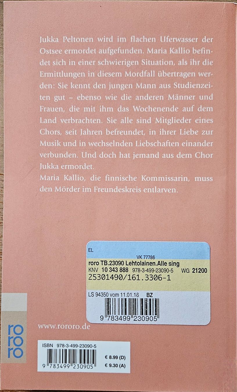 Libri: Leena Lehtolainen - Alle singen im Chor - 1. Fall – Usato da Hinwil venduto da brucha01 1