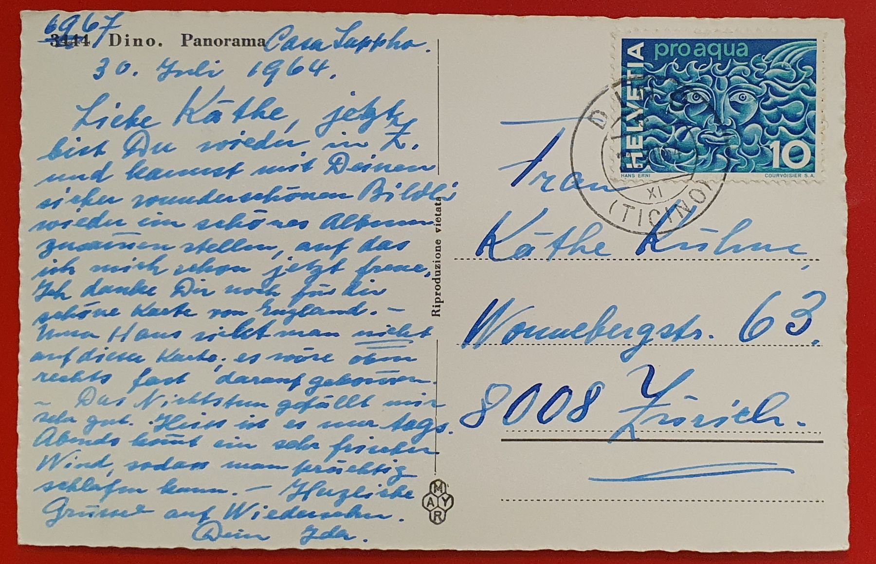 Cartoline postali: Dino 1964 – Usato da Kreuzlingen venduto da Rschweiz1 1