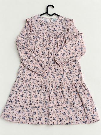 Robe à fleurs rose manches longues comme neuve taille 14 ans