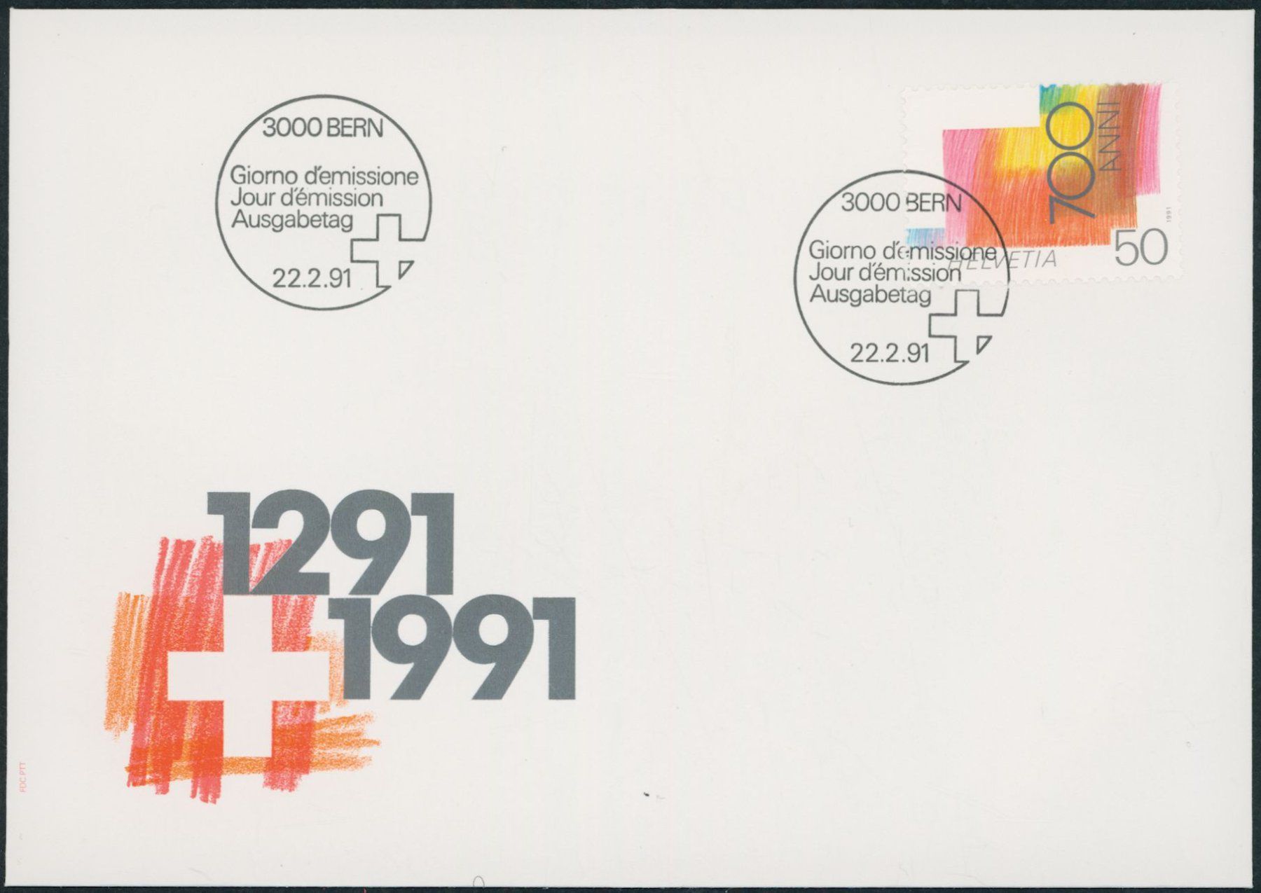 Tutti i francobolli: 1991 - Eidgenossenschaft - Ersttagsbrief FDC U1 ET – Usato da Schindellegi venduto da leecollect