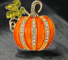 Kürbis Brosche mit Strass